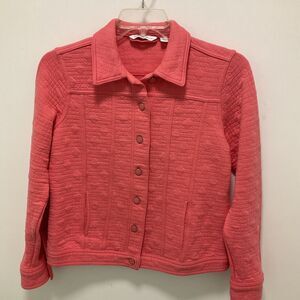 Isaac Mizrahi Quilted Coral Button-Front Jacket Size S